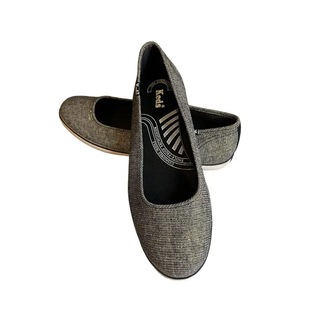 Keds Black & Metallic Gold Slip On Sneakers 8.5